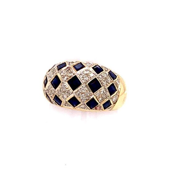 Diamond Sapphire Ring 14k Gold 2.14 TCW Checkerboard Certified $2,850 606974 - Picture 8 of 9